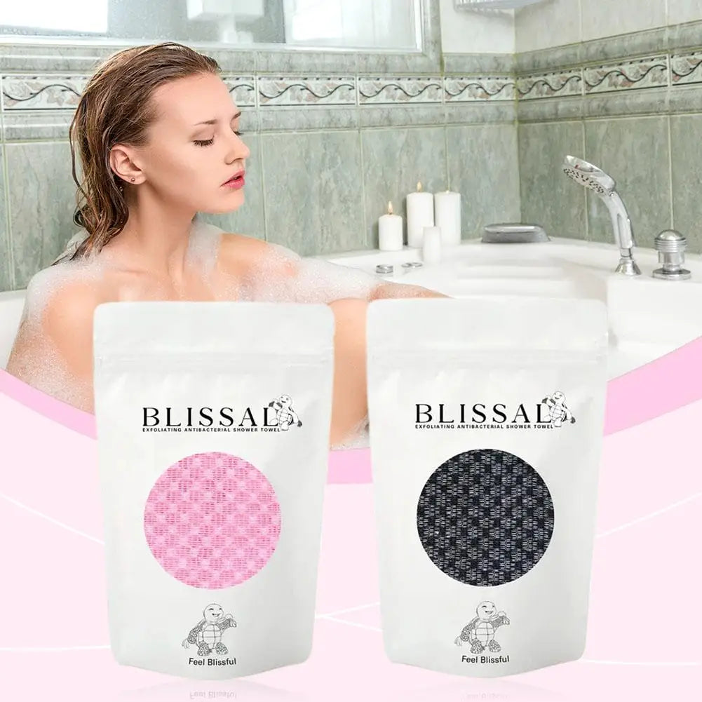 Dual-Sided Exfoliating Back Scrub Towel with Straps – Unisex