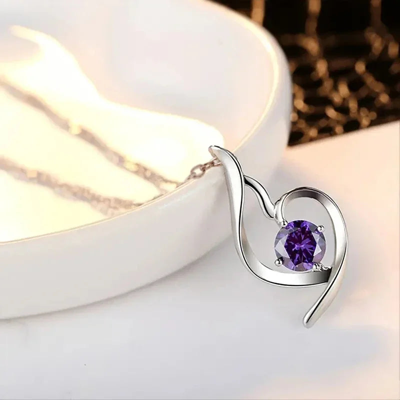 Huitan Cubic Zirconia Pendant Necklace – Women's Wedding Jewelry