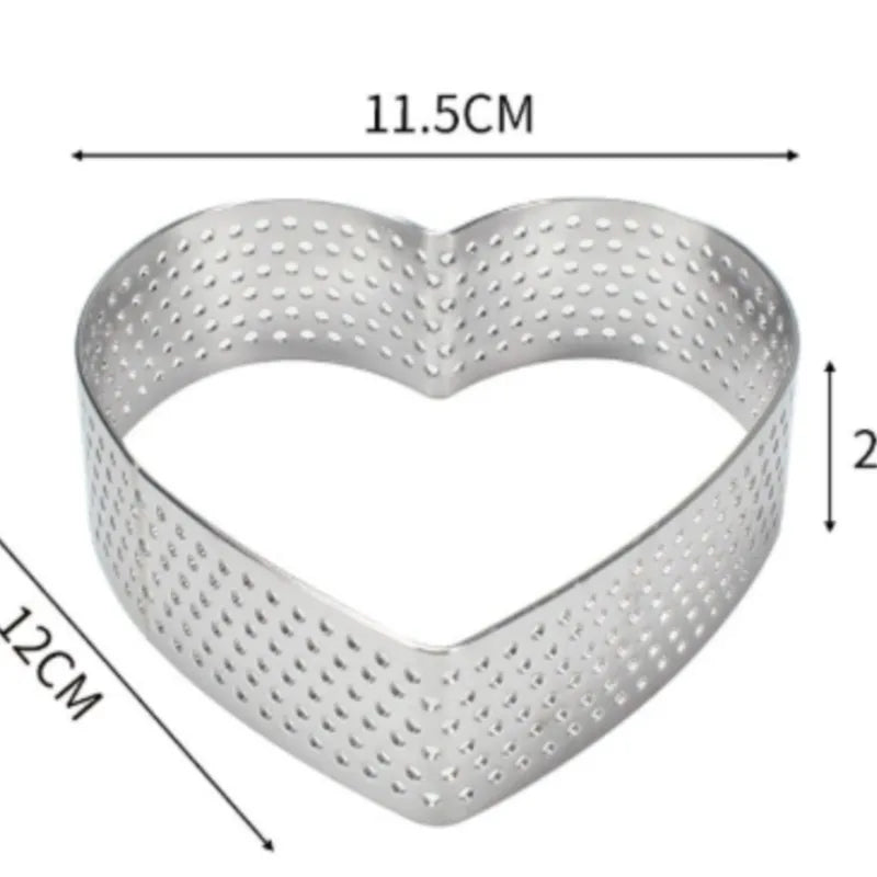 6-Piece Heart Tart Ring Set | Perforated Stainless Steel Molds