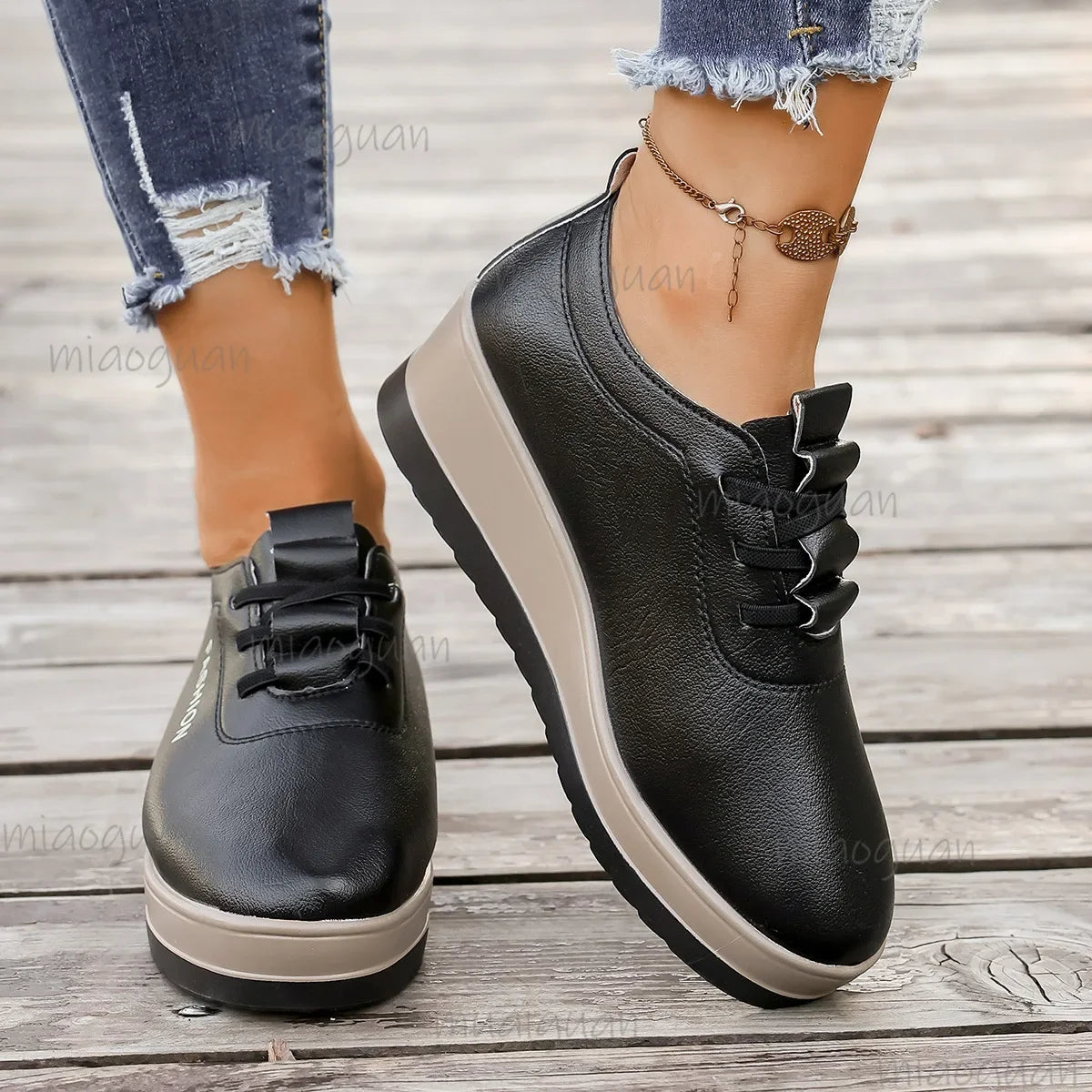 Women's Wedge Platform Sneakers – Height Increasing Lace-Up