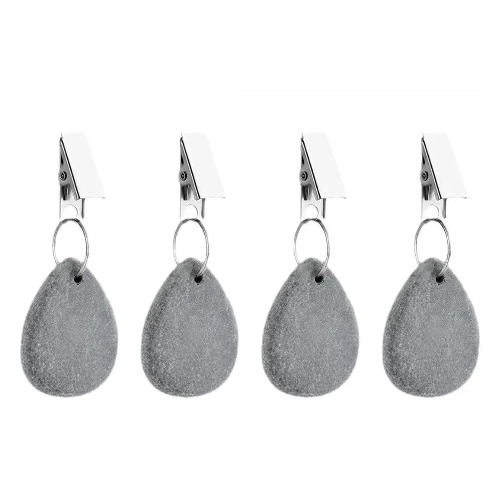 Marble Teardrop Tablecloth Weights with Metal Clips – Set of 4