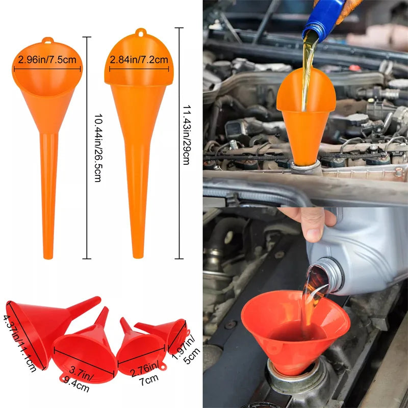 10-Piece Automotive Funnel Set – Oil, Fuel & Wide Mouth Funnels