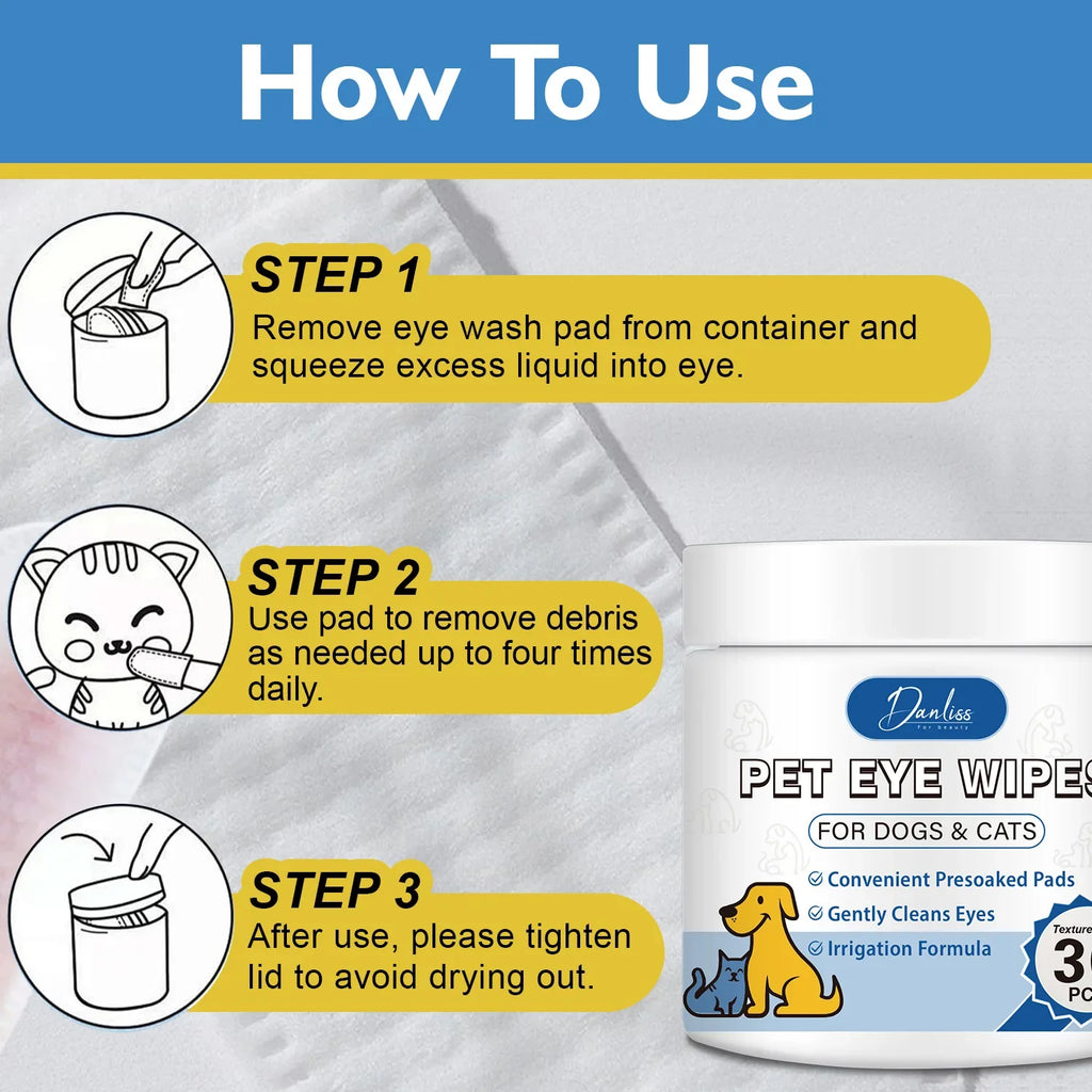 30-Pack Pet Eye Cleaning Wipes – Tear Stain Remover Dogs & Cats