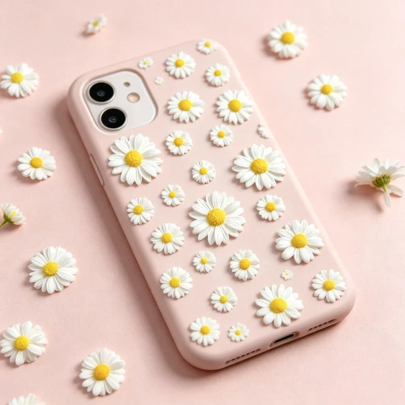 3D Daisy Nail Charms – Resin Flatback Nail Art Decorations