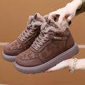 Women's Winter Plush Ankle Boots – Lace-Up Flat Cotton Shoes