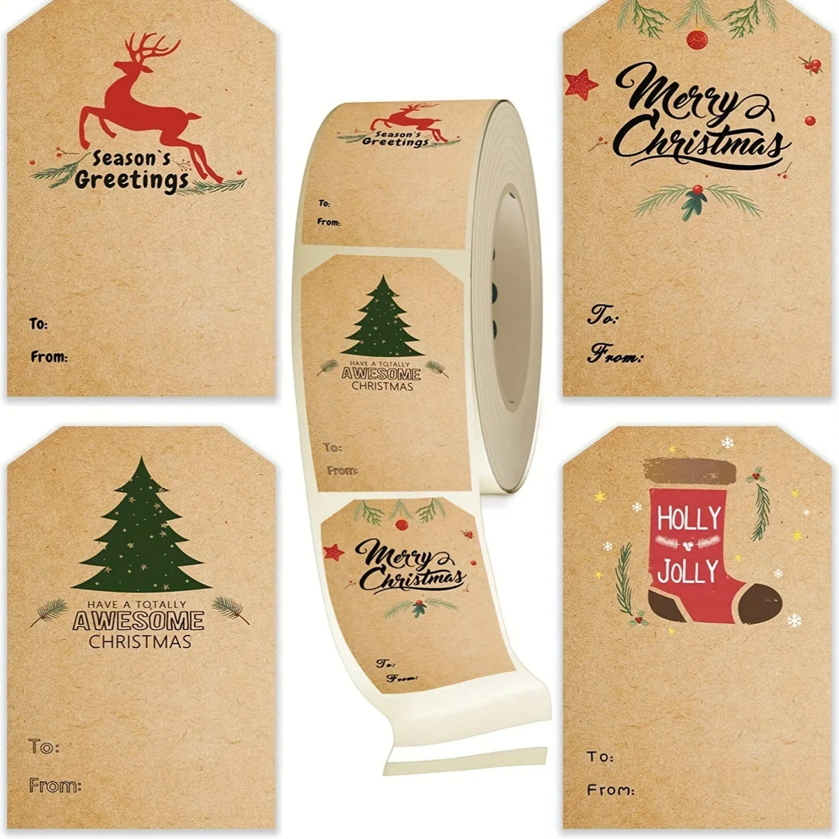 300 Christmas Writable Self-Adhesive Labels 2"×2.76" Gift Tags