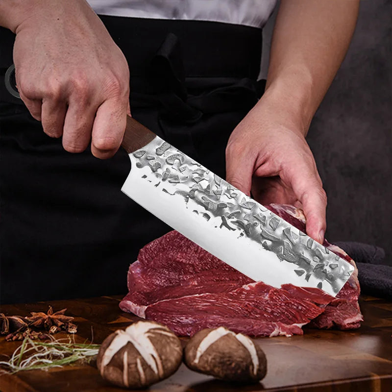 Forged Nakiri Cleaver Knife – Stainless Steel & Wenge Wood