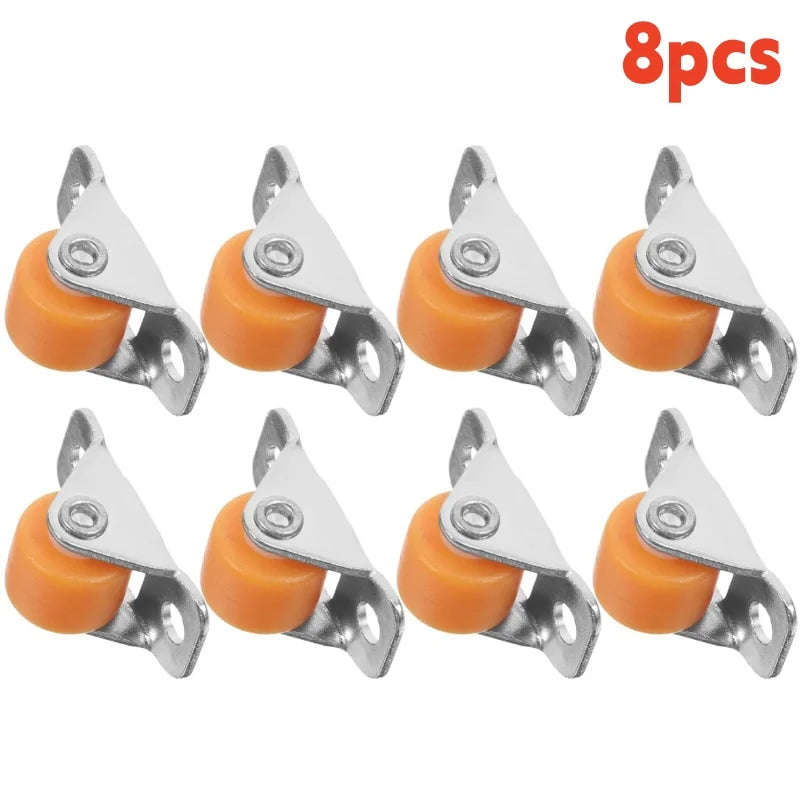 8-Pack Mini Silent Fixed Caster Wheels 1" TPR Rubber Furniture