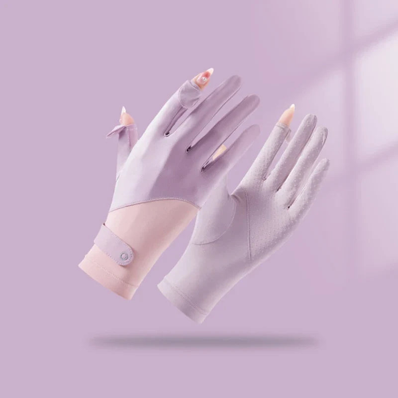 Summer Sunscreen Gloves Women Thin Ice Silk Anti-ultraviolet Dew