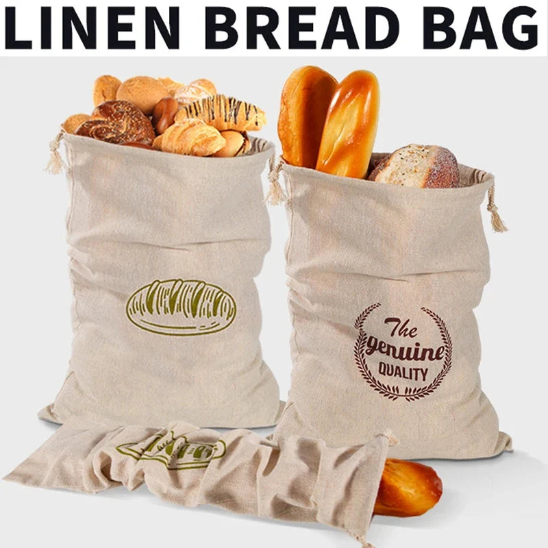 Reusable Linen Bread Bags Drawstring – Artisan Bread Storage