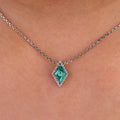 Huitan Green Cubic Zirconia Rhombic Pendant Necklace | Women
