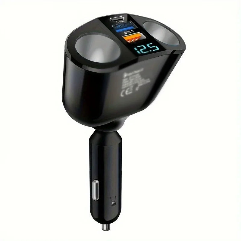 Dual USB Type-C Car Charger | Digital Display Fast Charging