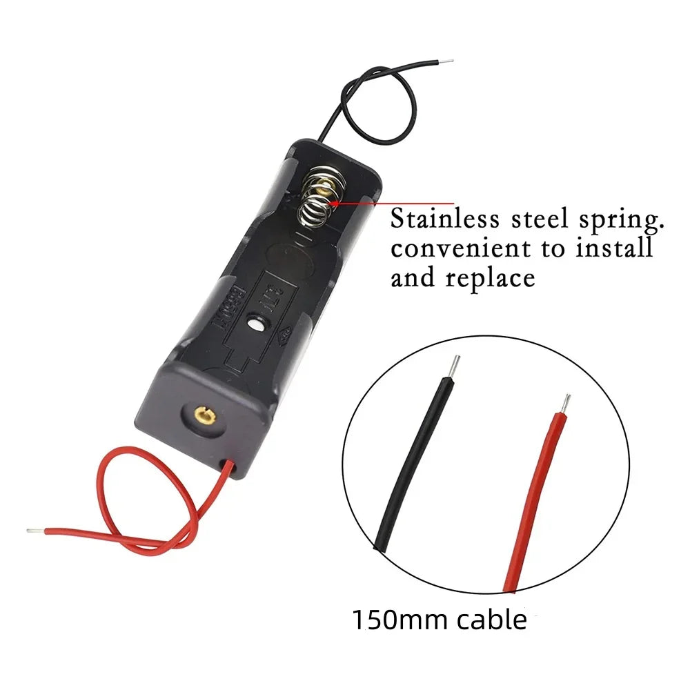 10-Pack 18650 Battery Holder Case 1-Slot with Wire Leads – DIY
