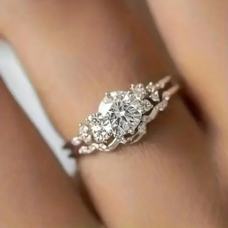 Huitan 2-Piece Cubic Zirconia Bridal Ring Set for Women