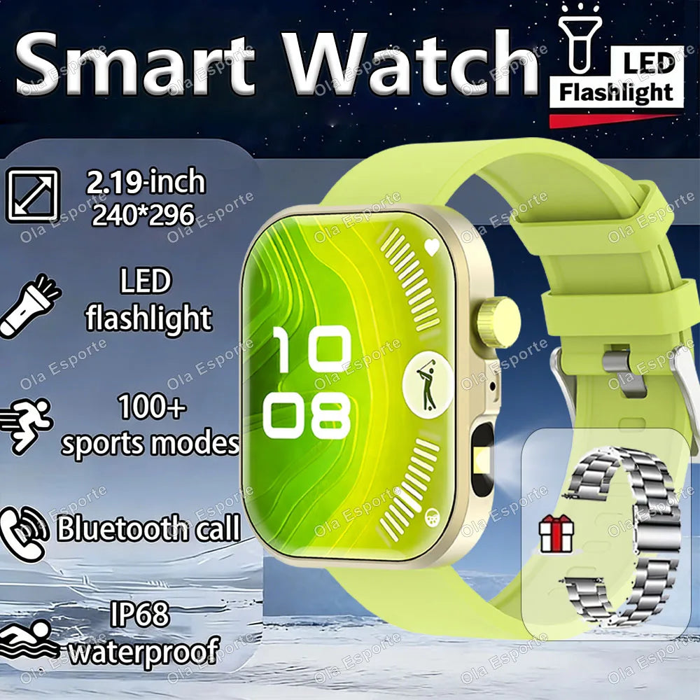 LED Flashlight Smartwatch – Bluetooth Call & Fitness Tracker HW12