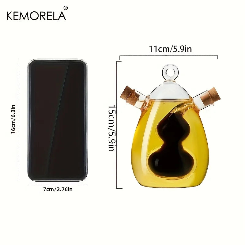 KEMORELA 2-in-1 Glass Oil & Vinegar Dispenser Bottle 350ml