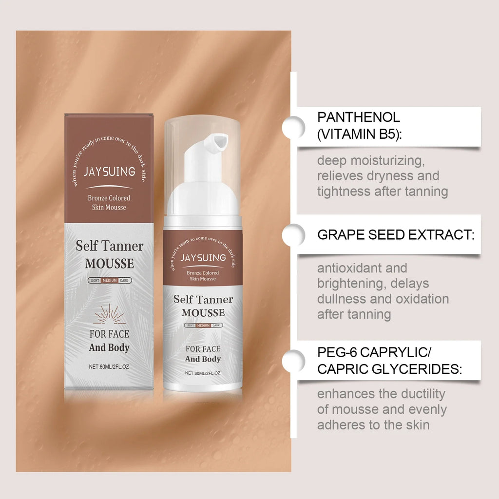 Jaysuing Self Tanner Mousse – Sunless Tanning Foam 60ml