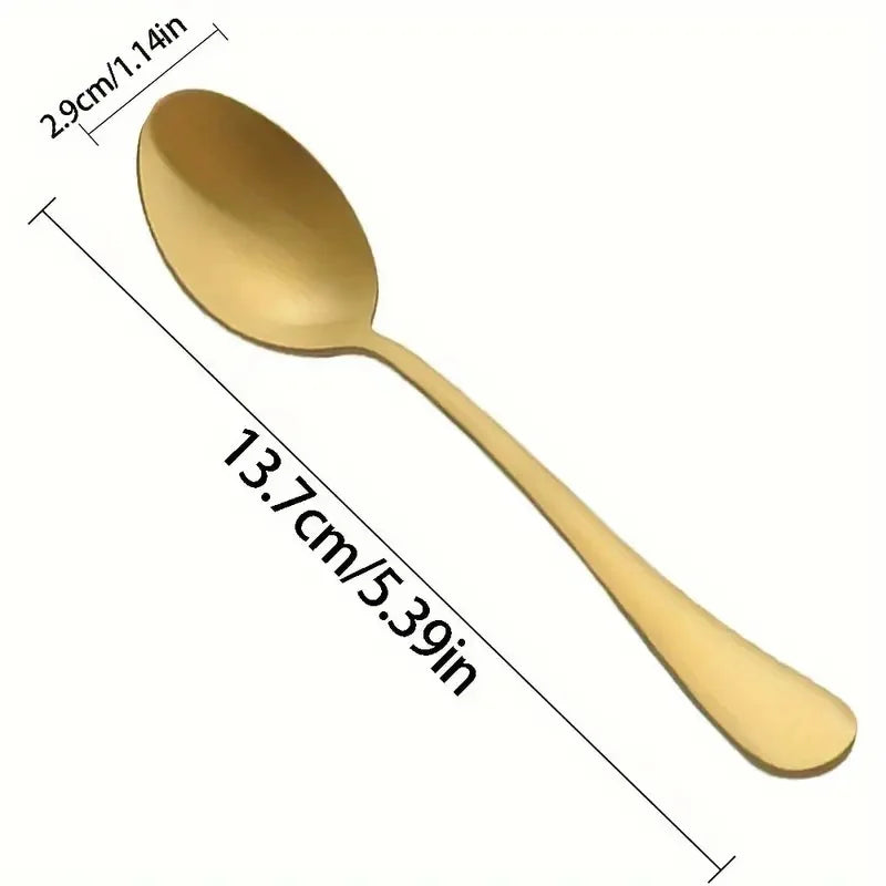 8-Piece Gold Stainless Steel Coffee & Tea Spoons Set