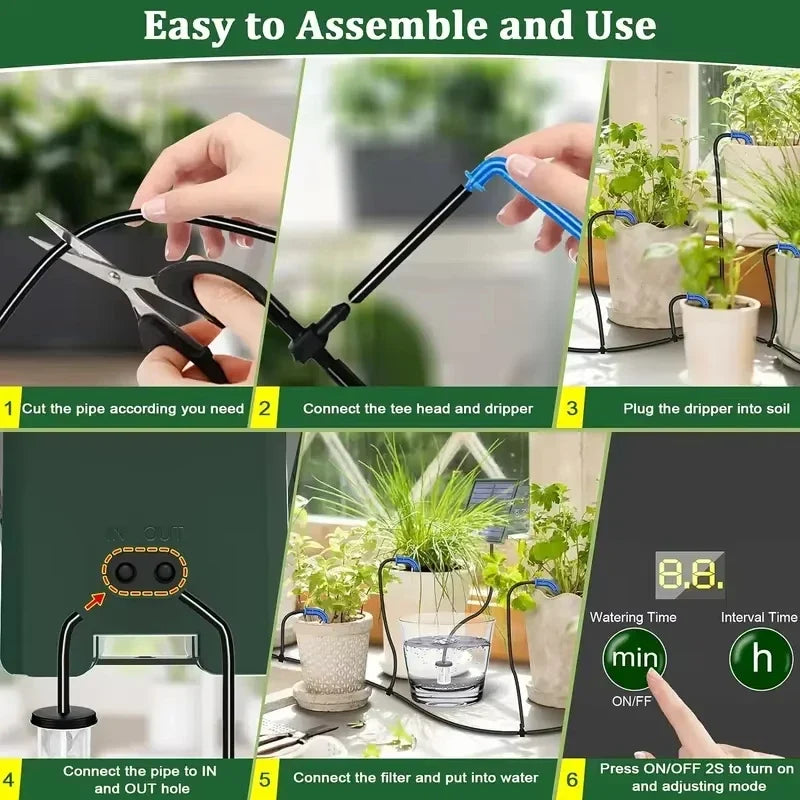 Solar Drip Irrigation Kit with Timer & Water Alarm | DIY