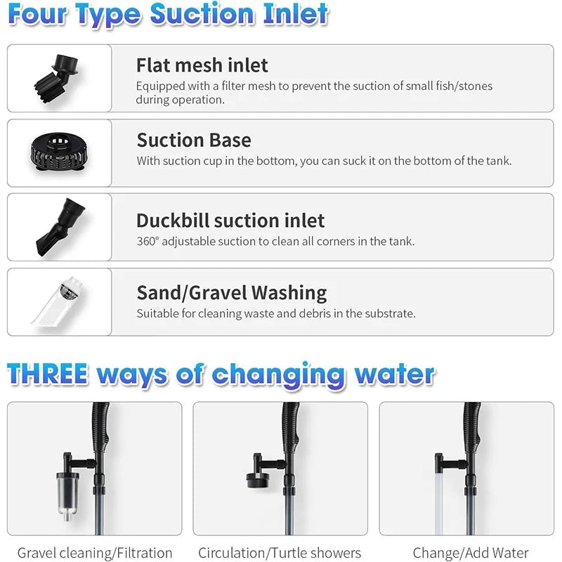 32W 1 Electric Aquarium Vacuum Cleaner Multi-functional Automated