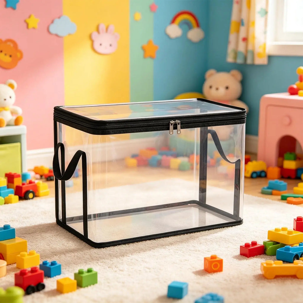 Stuffed Toy Storage Box 2-Pieces Plush Dolls Chest Bins Doll
