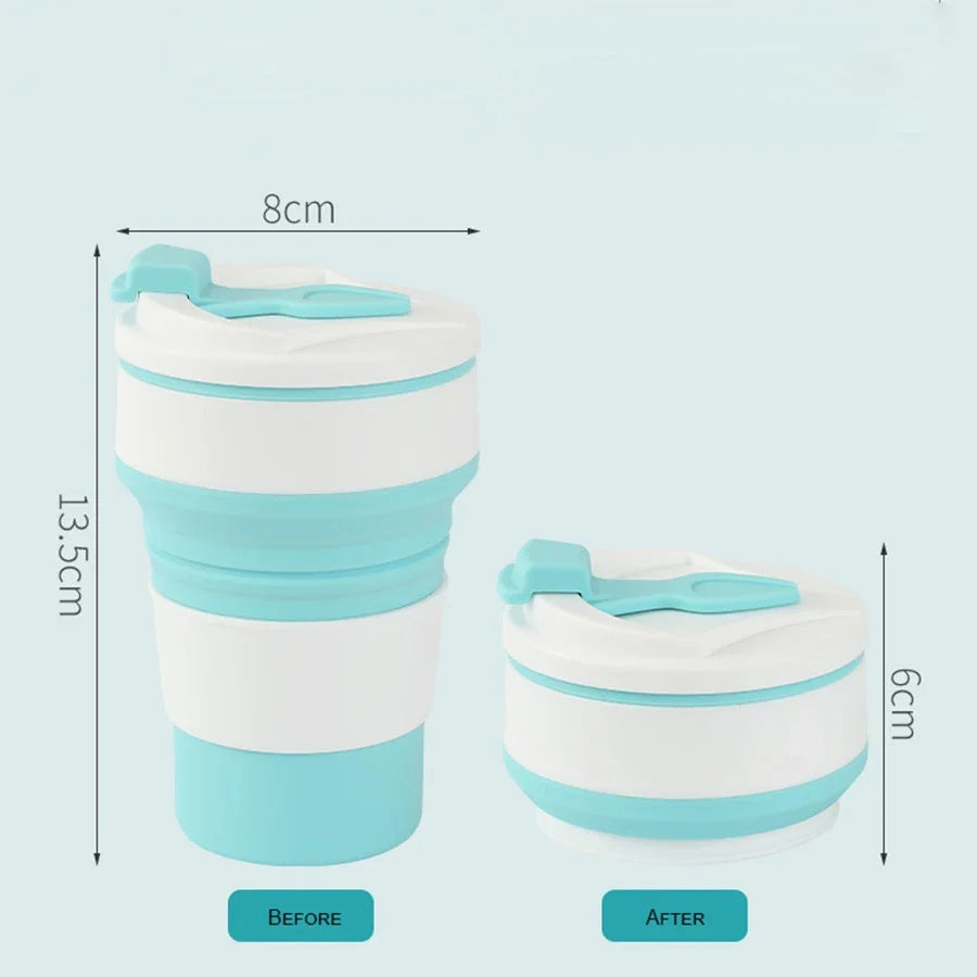 350ml Foldable Silicone Travel Cup with Lid | BPA-Free Reusable