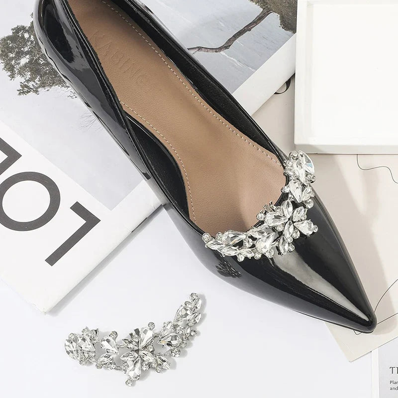 Rhinestone Floral Shoe Clip – Detachable Wedding Shoe Buckle