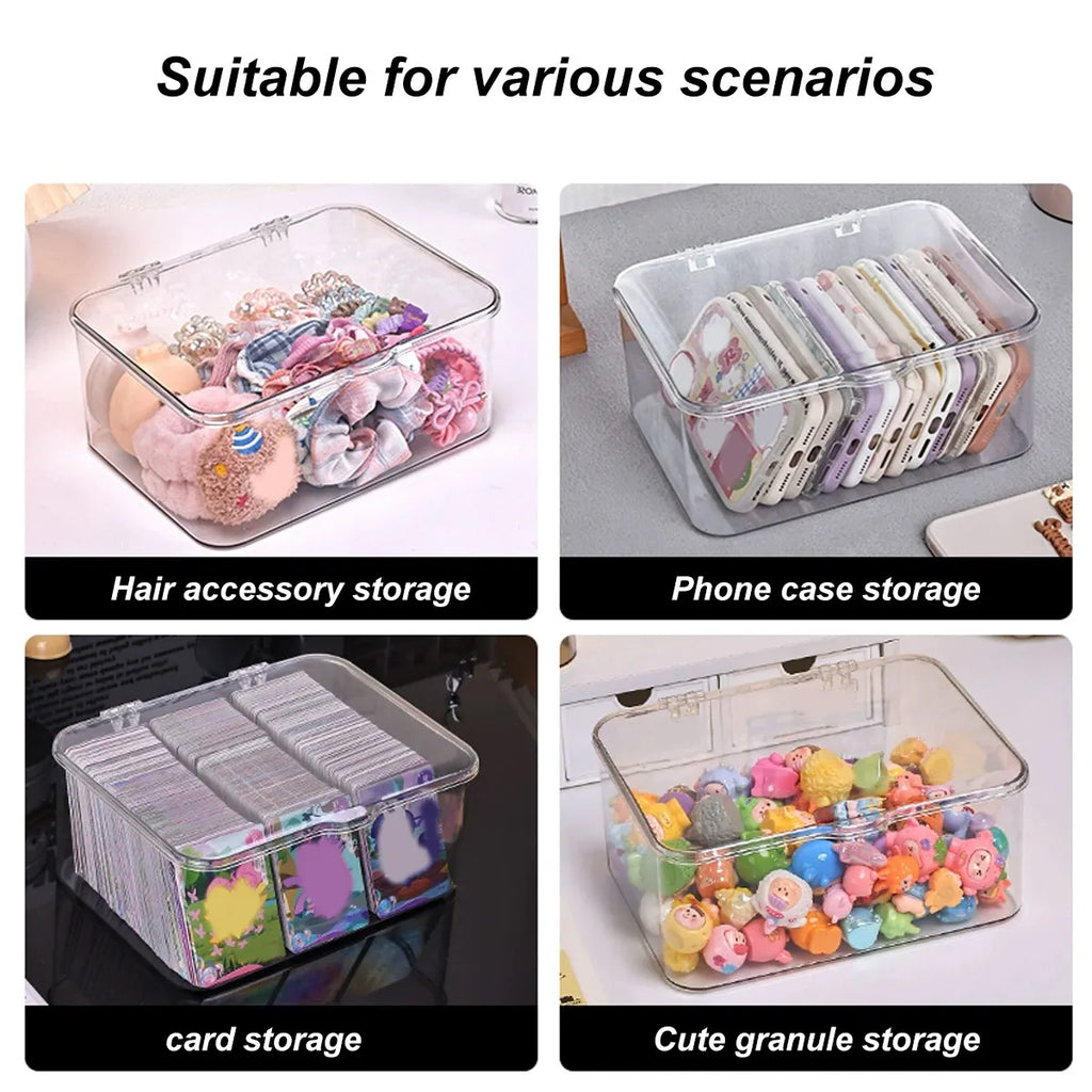 Plastic Storage Box Covered Flip Desktop Container Office Supplies