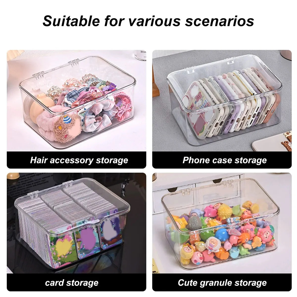 Plastic Storage Box Covered Flip Desktop Container Office Supplies