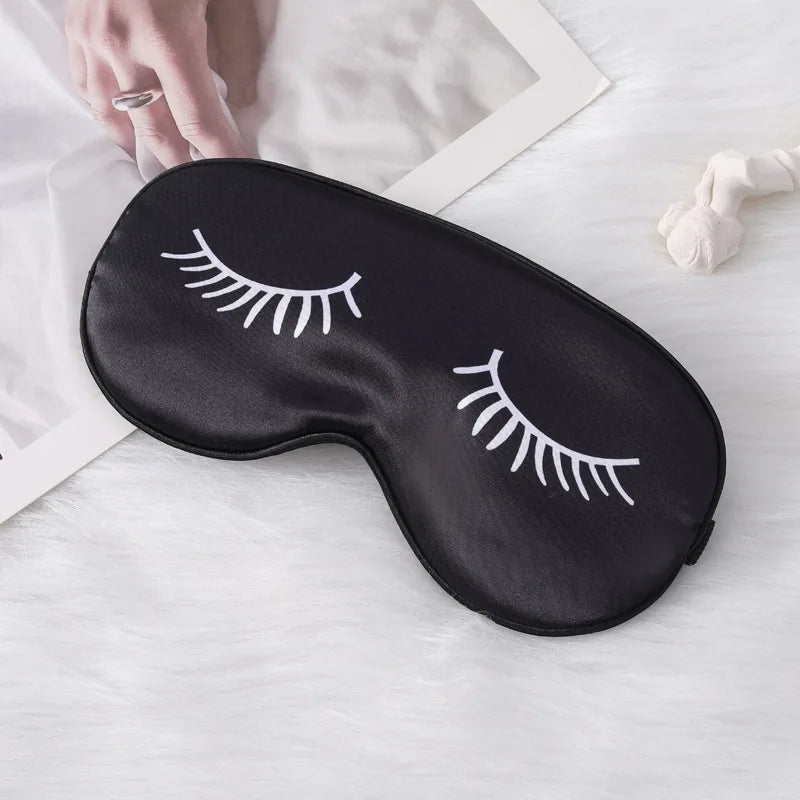Cartoon Eyelash Silk Sleep Mask – Soft Eye Cover for Travel