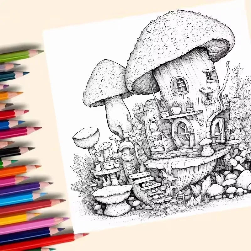Picture Books Adults Coloring Fantastic Tree House 20 Page Perfect