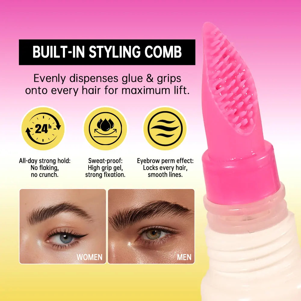 Brow Lamination Gel – Strong Hold, Built-In Comb, Clear