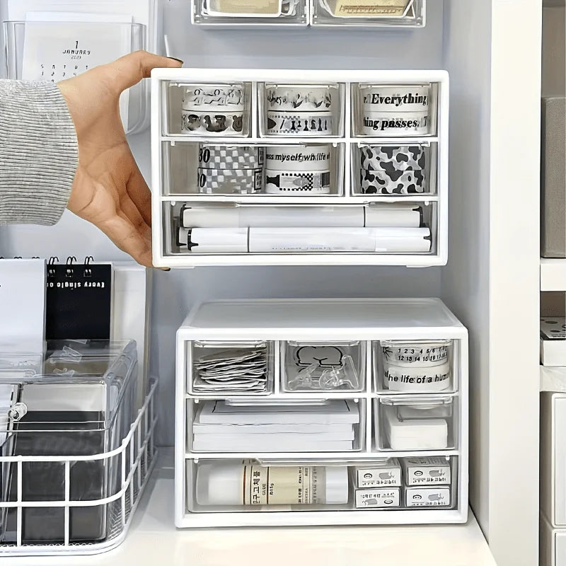 Dustproof Clear Plastic Desktop Mini Storage Box Drawer Transparent