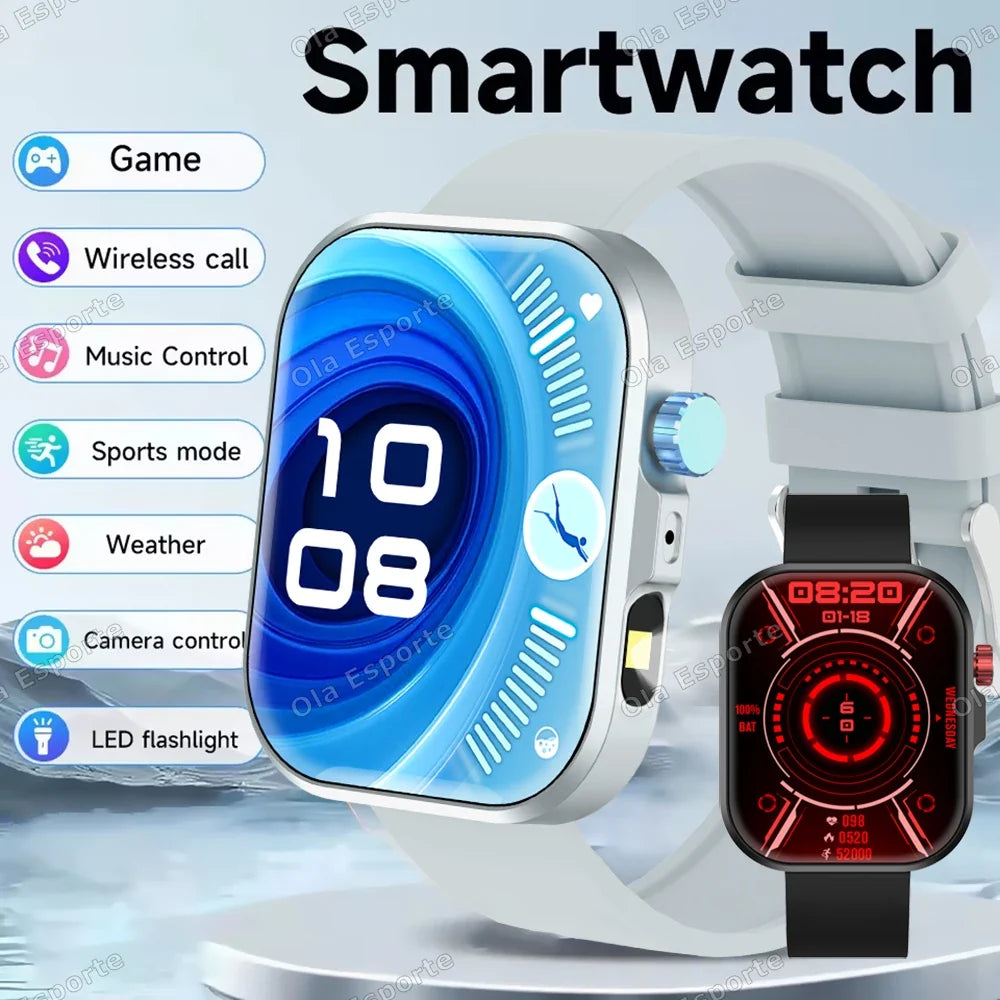 LED Flashlight Smartwatch – Bluetooth Call & Fitness Tracker HW12