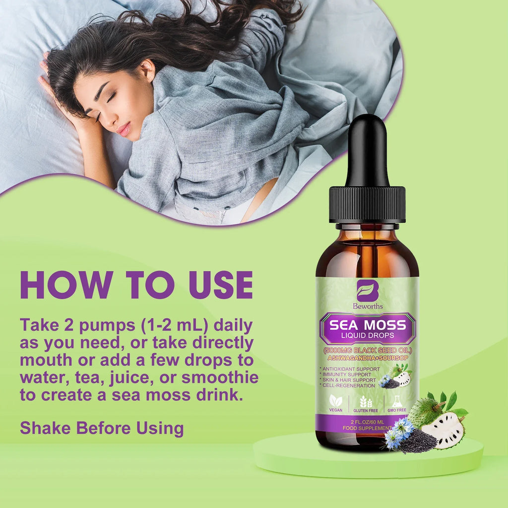 Beworths Sea Moss Drops – Immunity, Gut & Kidney Health 60ml
