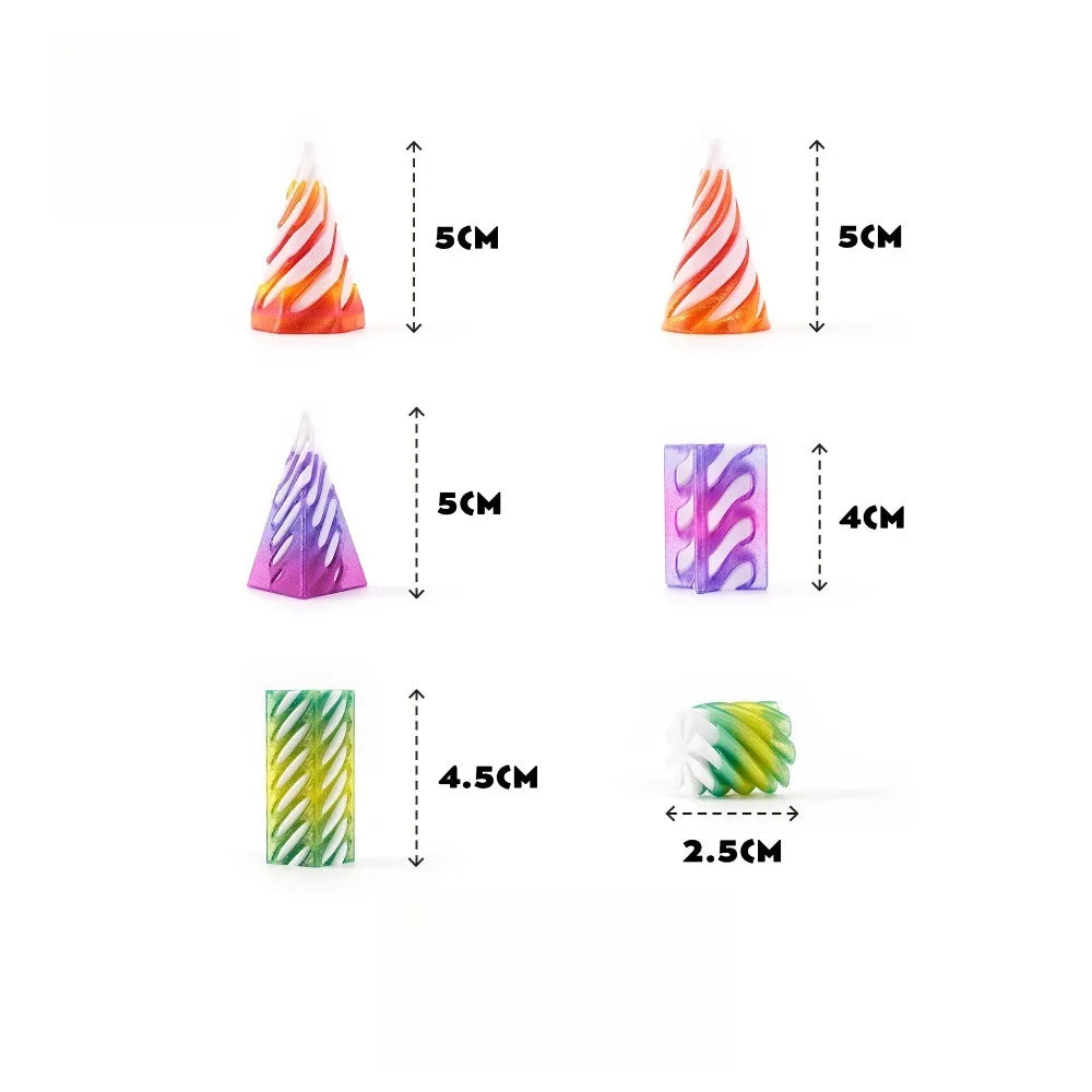3D Printed Helix Screw Rotating Toys Stress Reducing Tool Pyramid