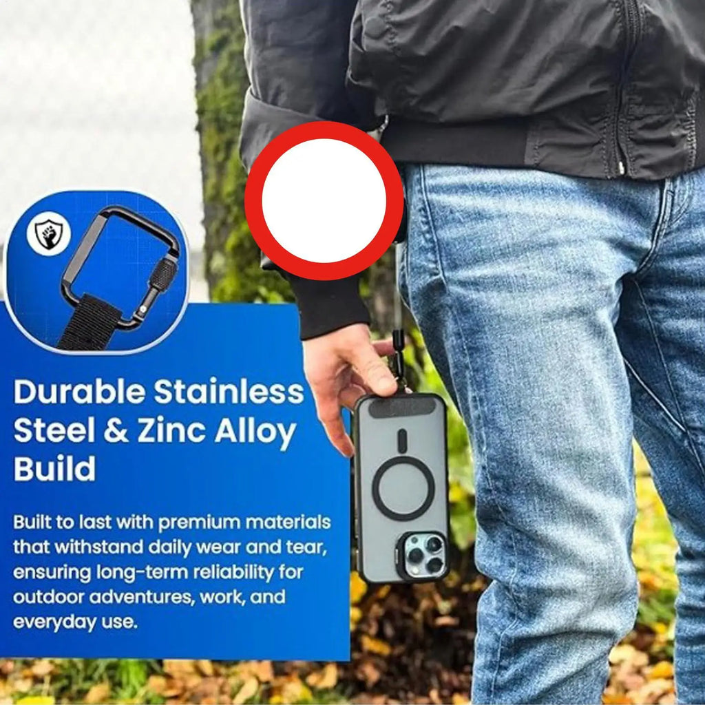 Retractable Phone Tether with Carabiner – Anti-Drop Lanyard