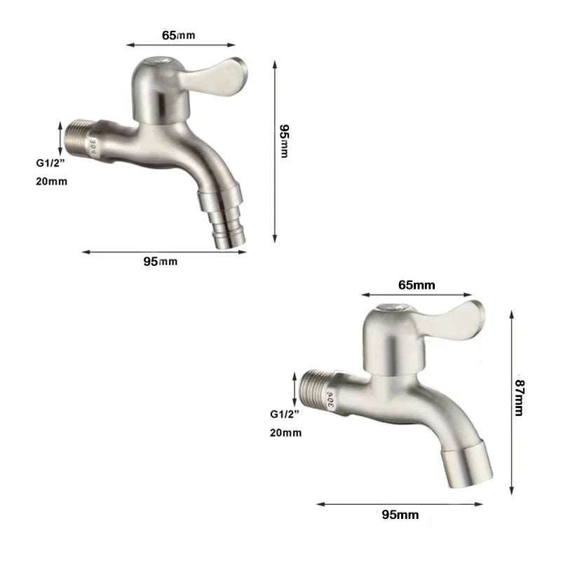 304 Stainless Steel Wall Mount Single Cold Faucet | Matte Finish