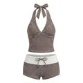 Y2K Halter Neck Plaid Bikini Set – 2-Piece Slim Swimsuit