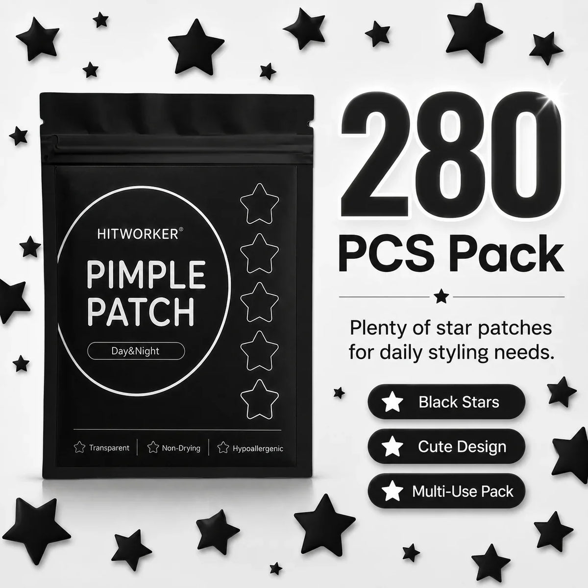 Star Hydrocolloid Spot Patches 80/280pcs – Day & Night Skin Care