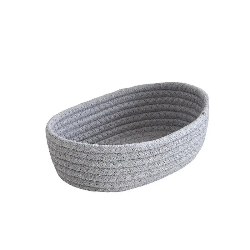 Gray Hand-Woven Cotton Boat Storage Basket | S, M & L