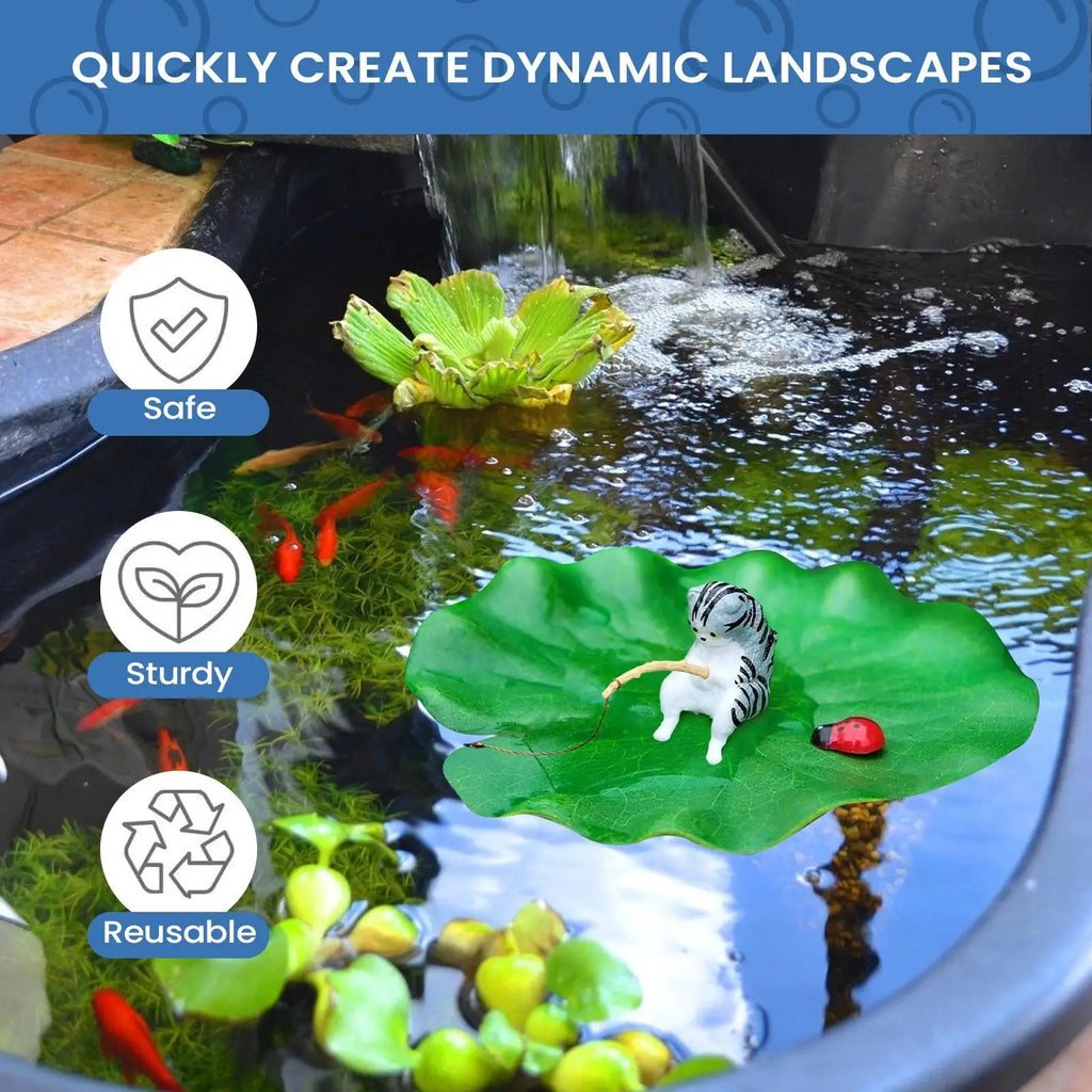Floating Cat Fishing Aquarium Ornament – Resin Betta Tank Decor