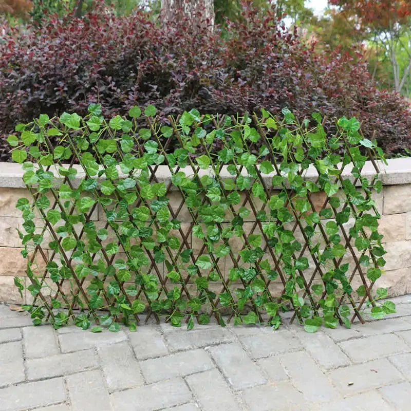 Artificial Garden Retractable Fence Expandable Faux Green Leaf Screen