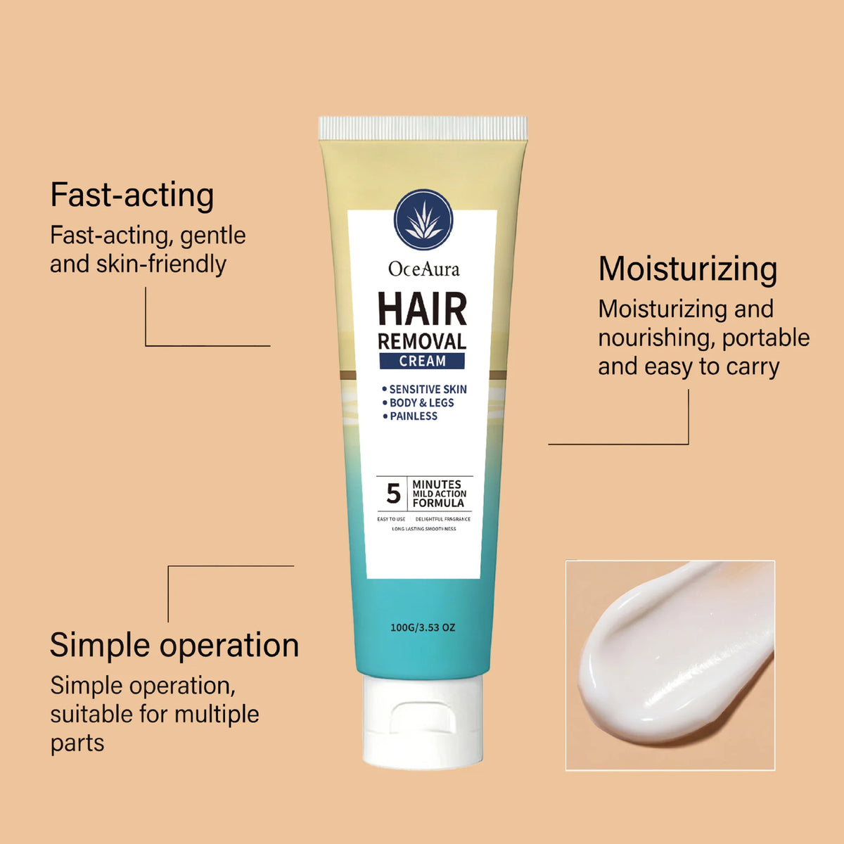 Painless Hair Removal Cream – Smooth Depilatory Lotion 100g
