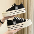 Women's Black Platform Canvas Sneakers – Lace-Up Fashion