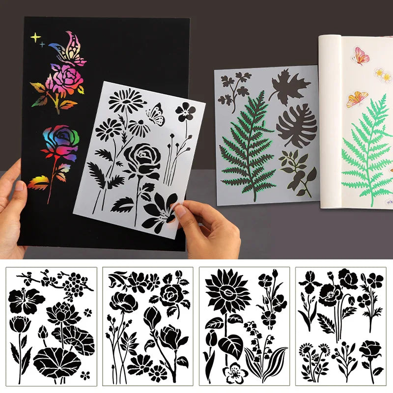 Floral Painting Templates Children Flower Leaf Butterfly DIY Drawing