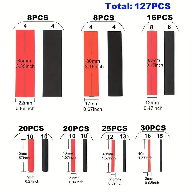 Heat Shrink Tubing Kit – 5 Colors 8 Sizes 2:1 Wire Insulation