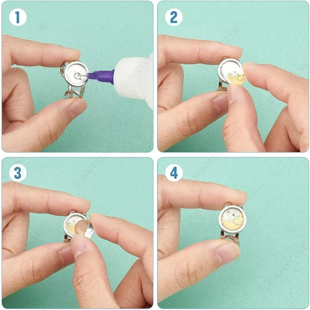 24Pcs Adjustable Ring Blanks & Bezel Tray DIY Jewelry Kit