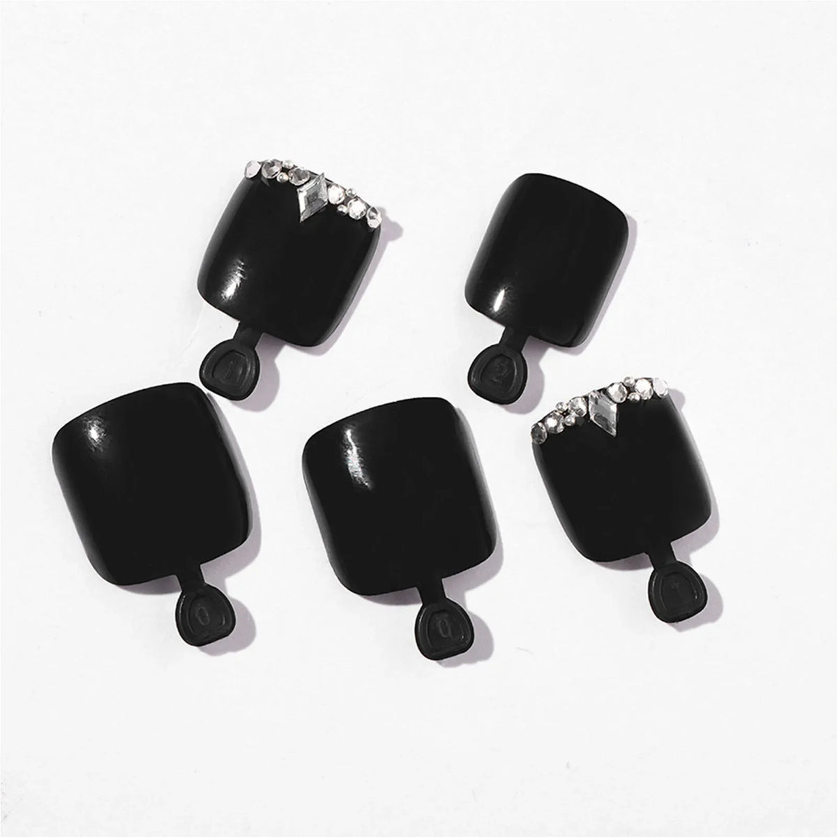 24-Piece Black Rhinestone Press-On Nails | Square Glossy Set