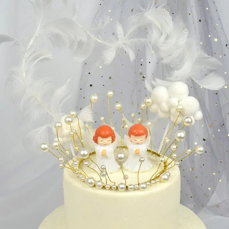Mini Angel Cake Topper Romantic Garland Happy Birthday Children